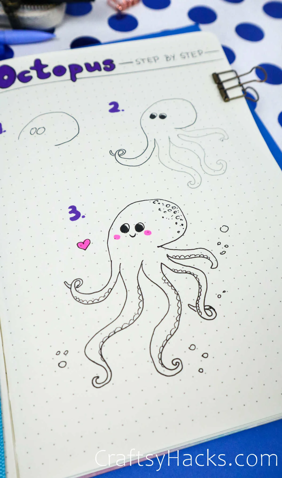 step by step octopus drawing