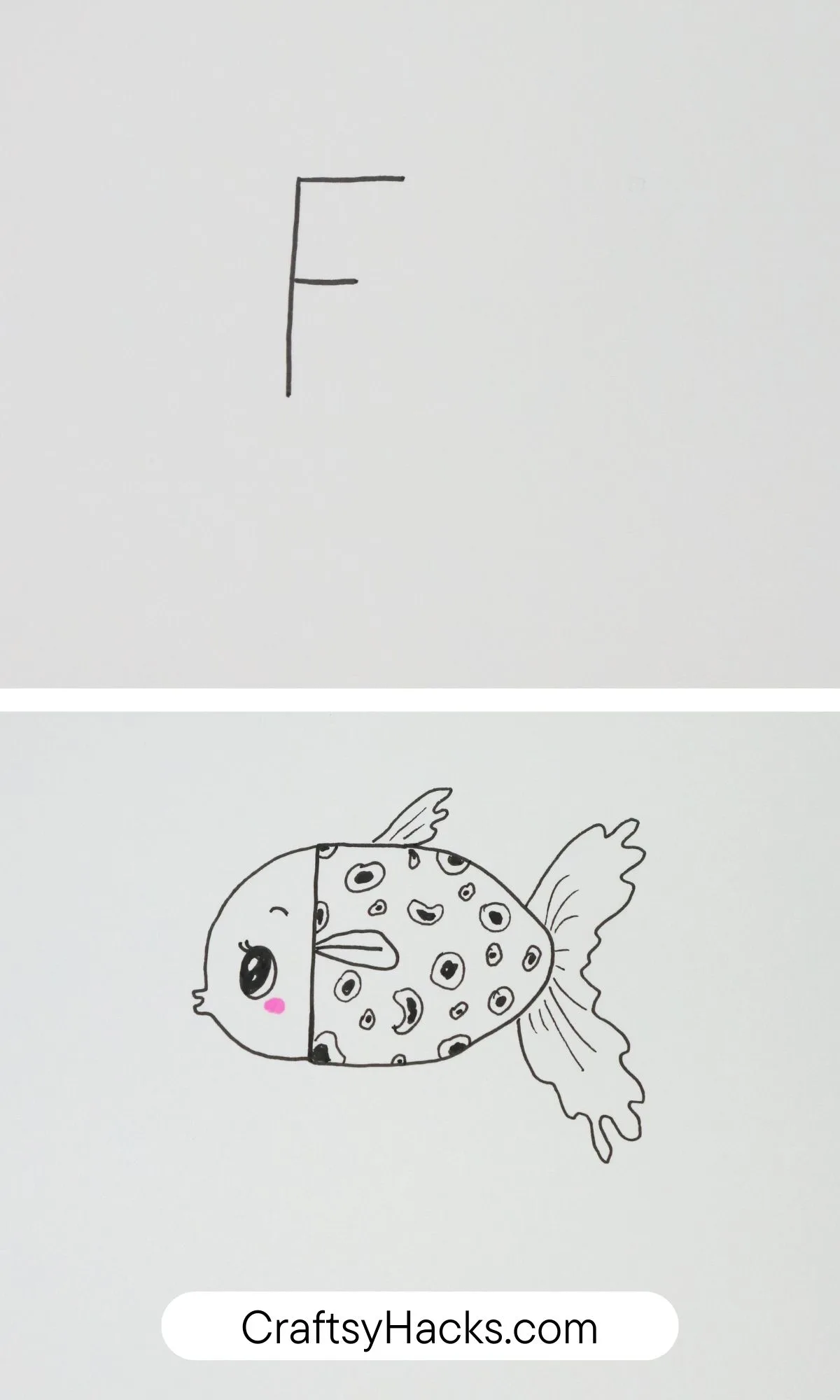 F is for fish drawing