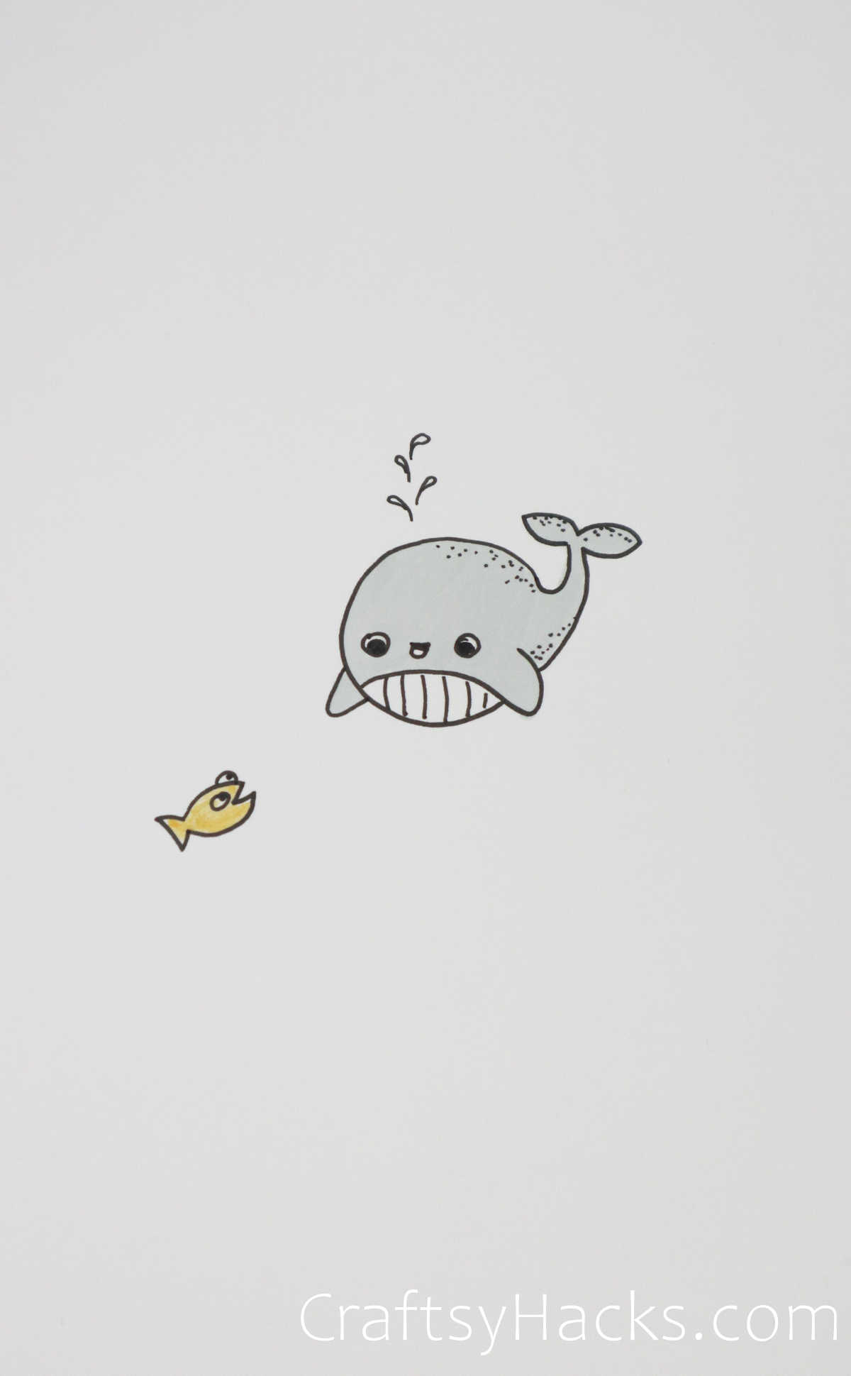 whale and fish drawing