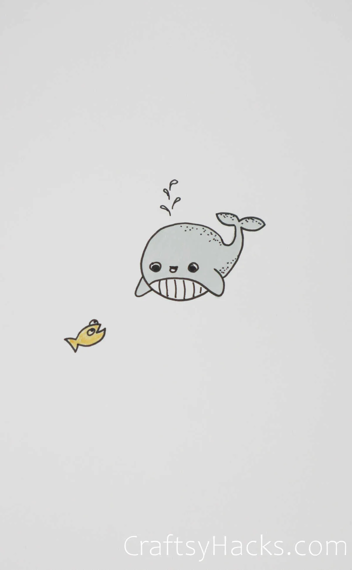 whale and fish drawing