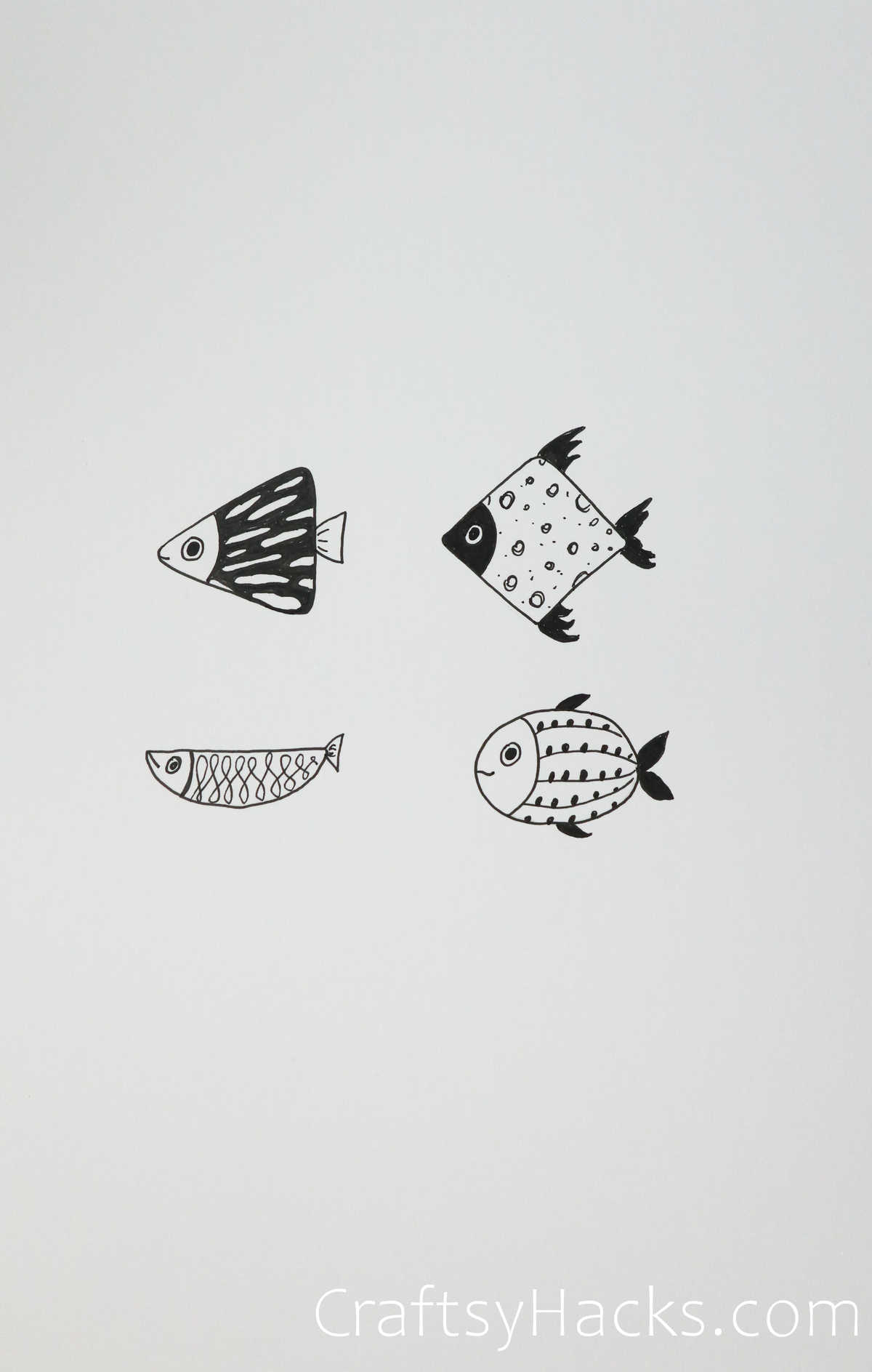 four fish drawing