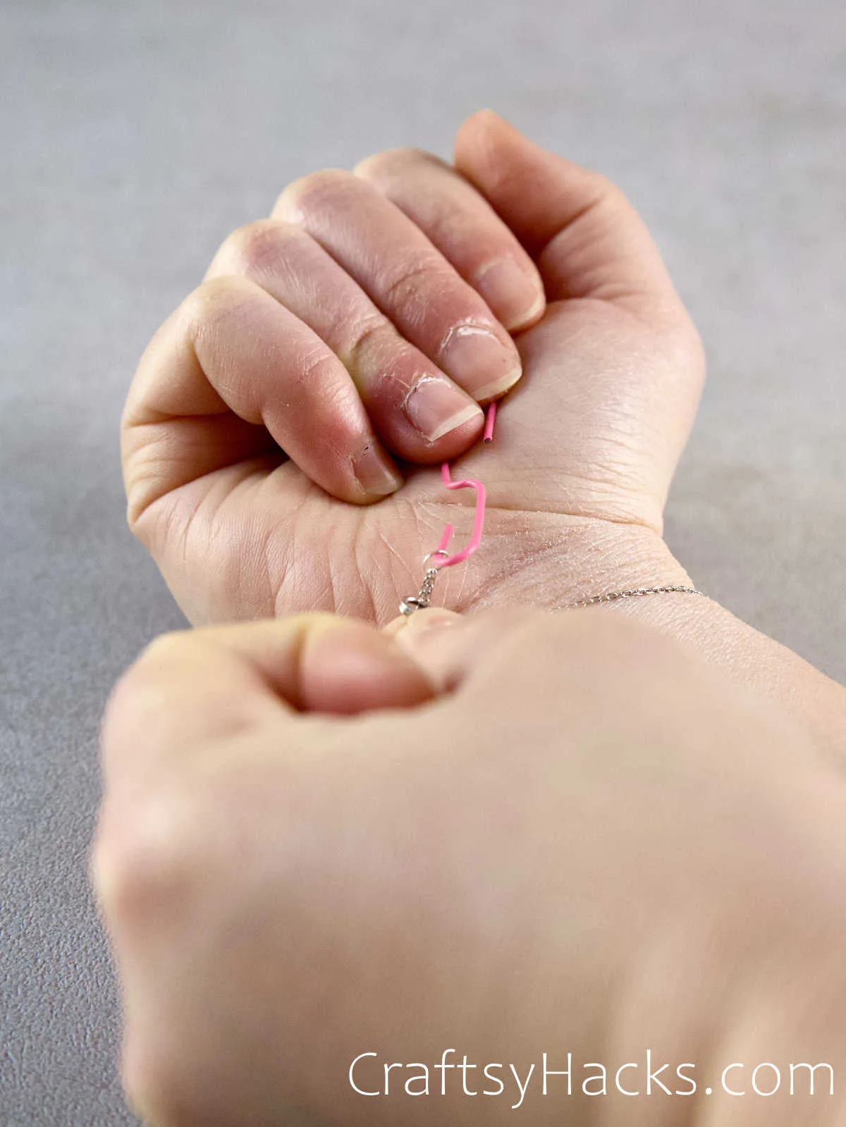 bracelet hook with paper clip hack