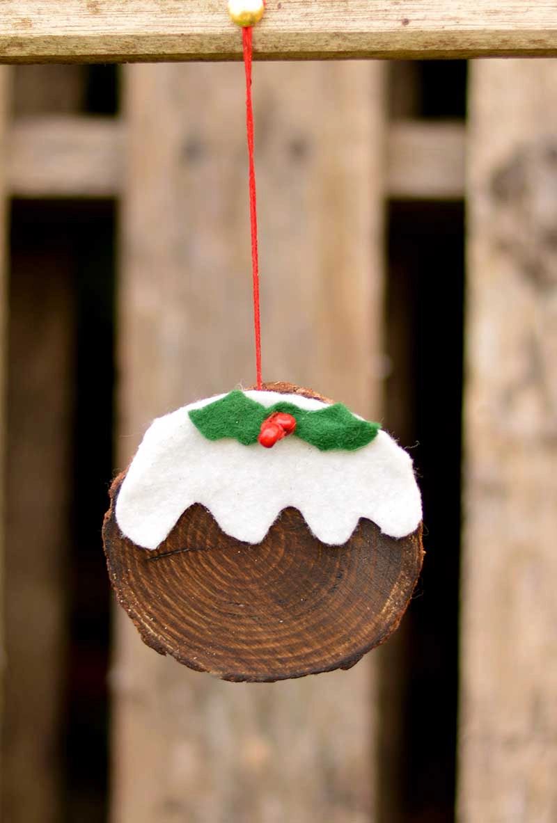 Christmas pudding wooden ornament