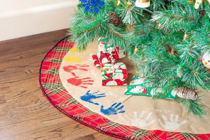 handprint Christmas tree skirt