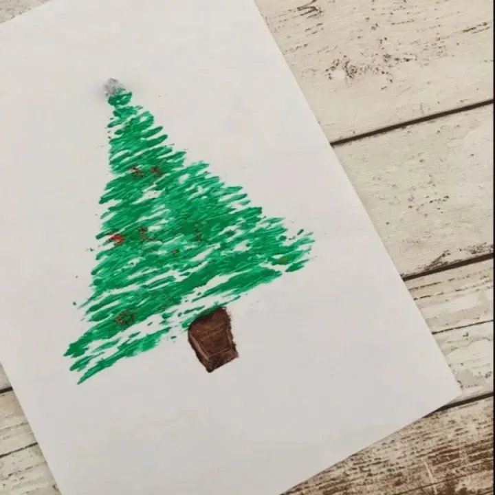 fork painting Christmas tree