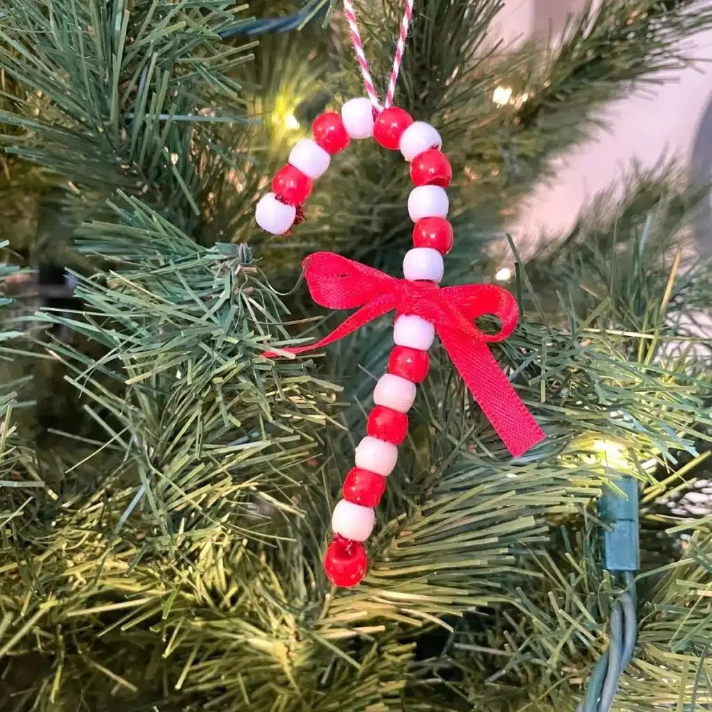 beaded candy cane ornament