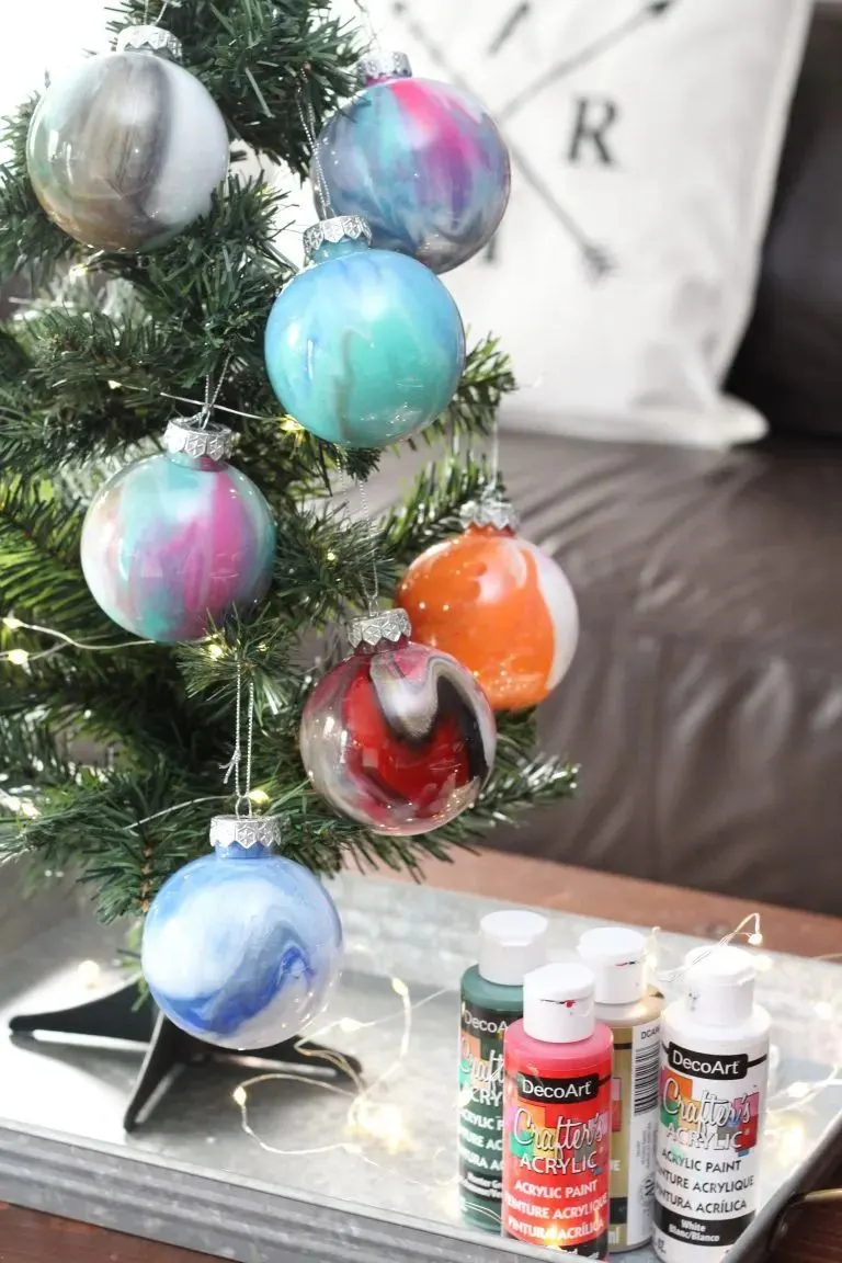 marbled paint ornaments