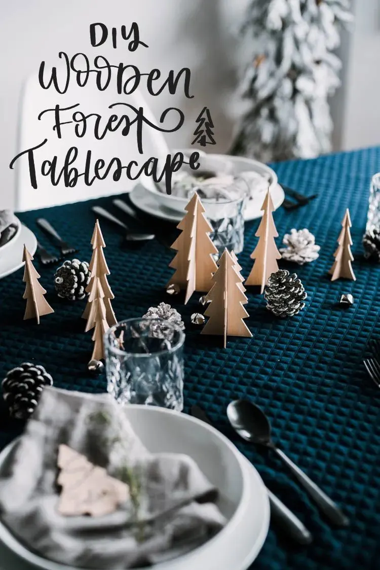 wooden tree tablescape
