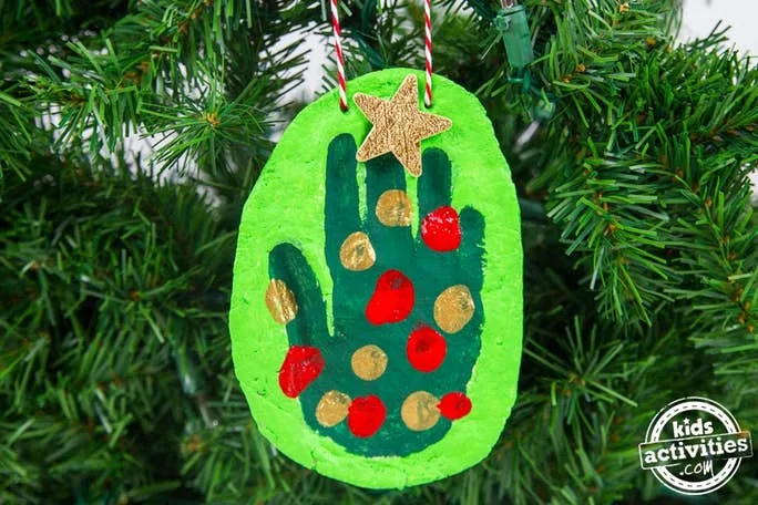 clay handprint Christmas ornament