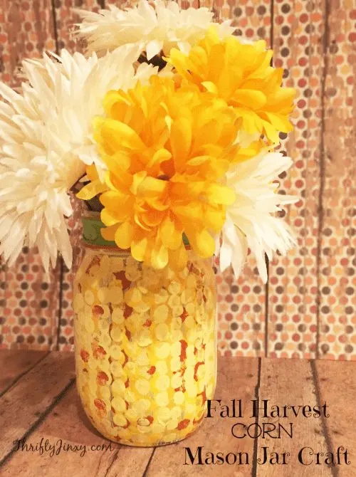 harvest corn mason jar