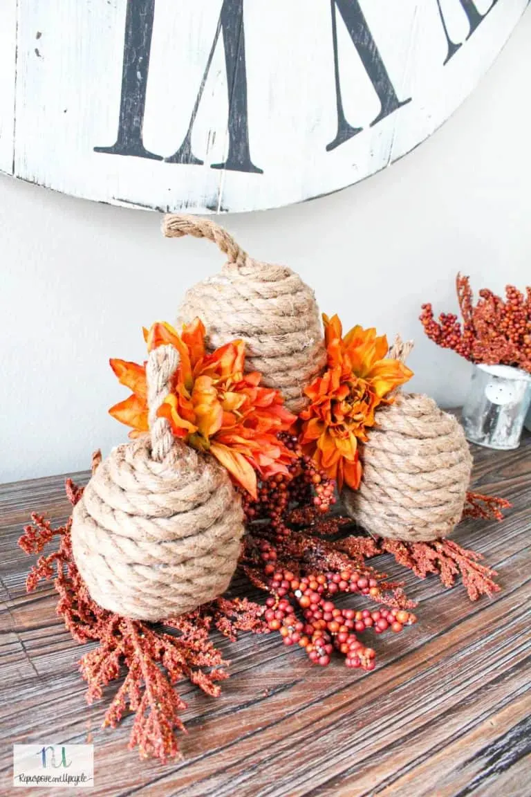 DIY rope pumpkins