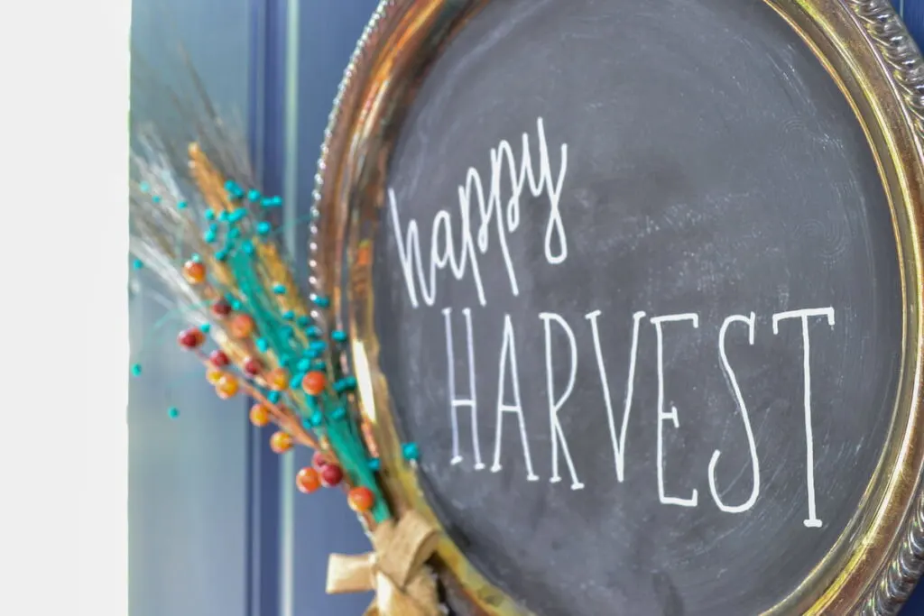 chalkboard platter fall wreath