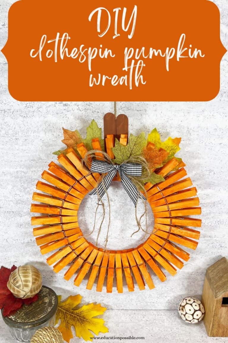 clothespin pumpkin wreath