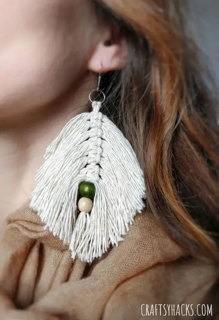 macrame leaf earrings