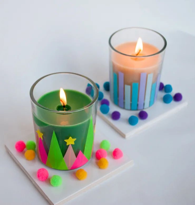 washi tape Christmas candles