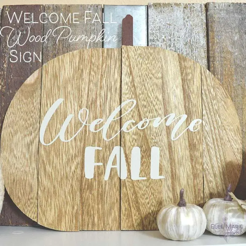 welcome fall wood pumpkin sign
