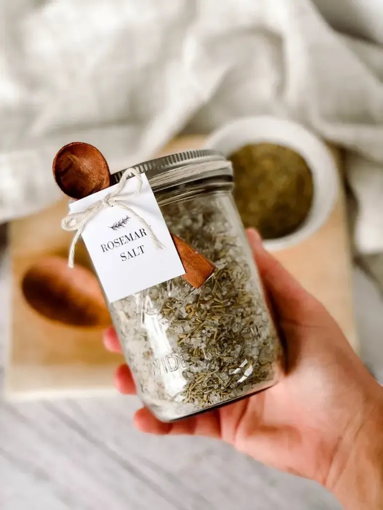 rosemary salt with gift tag