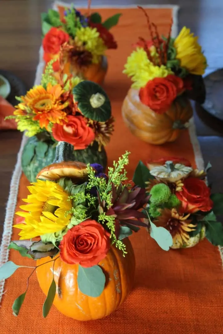 pumpkin flower table centerpiece