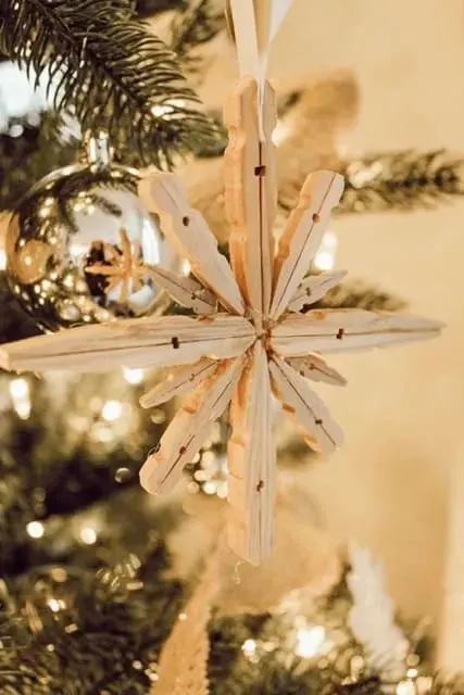 clothespin snowflakes