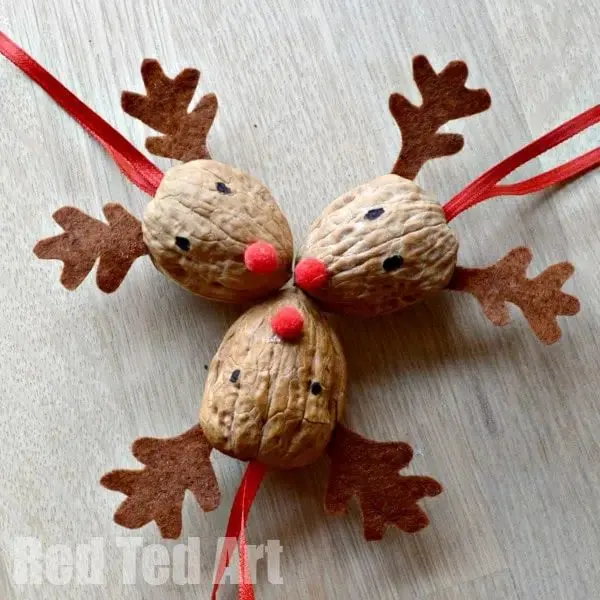 walnut reindeer ornament