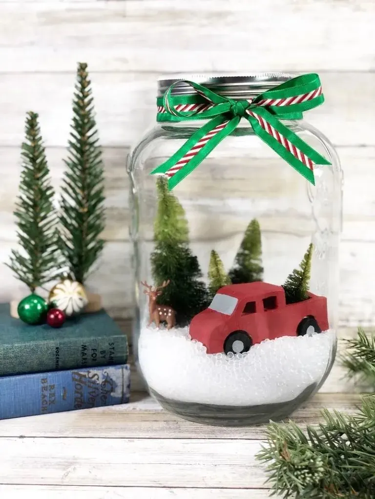 christmas truck snow globe