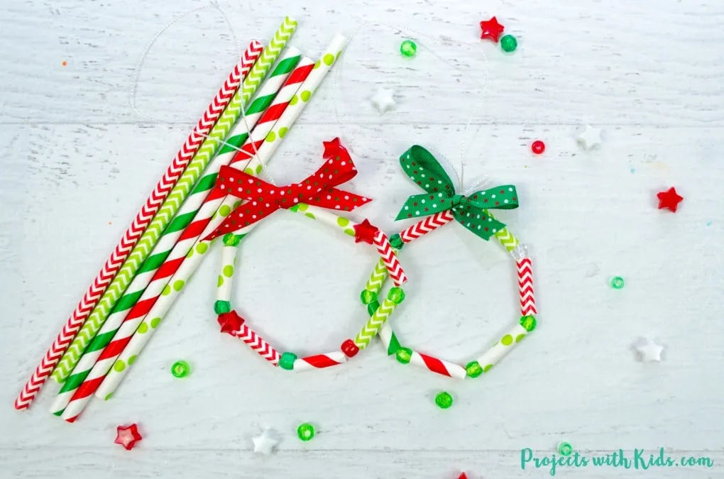 paper straw wreath ornament