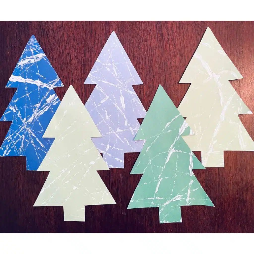 marble painted winter tree craft