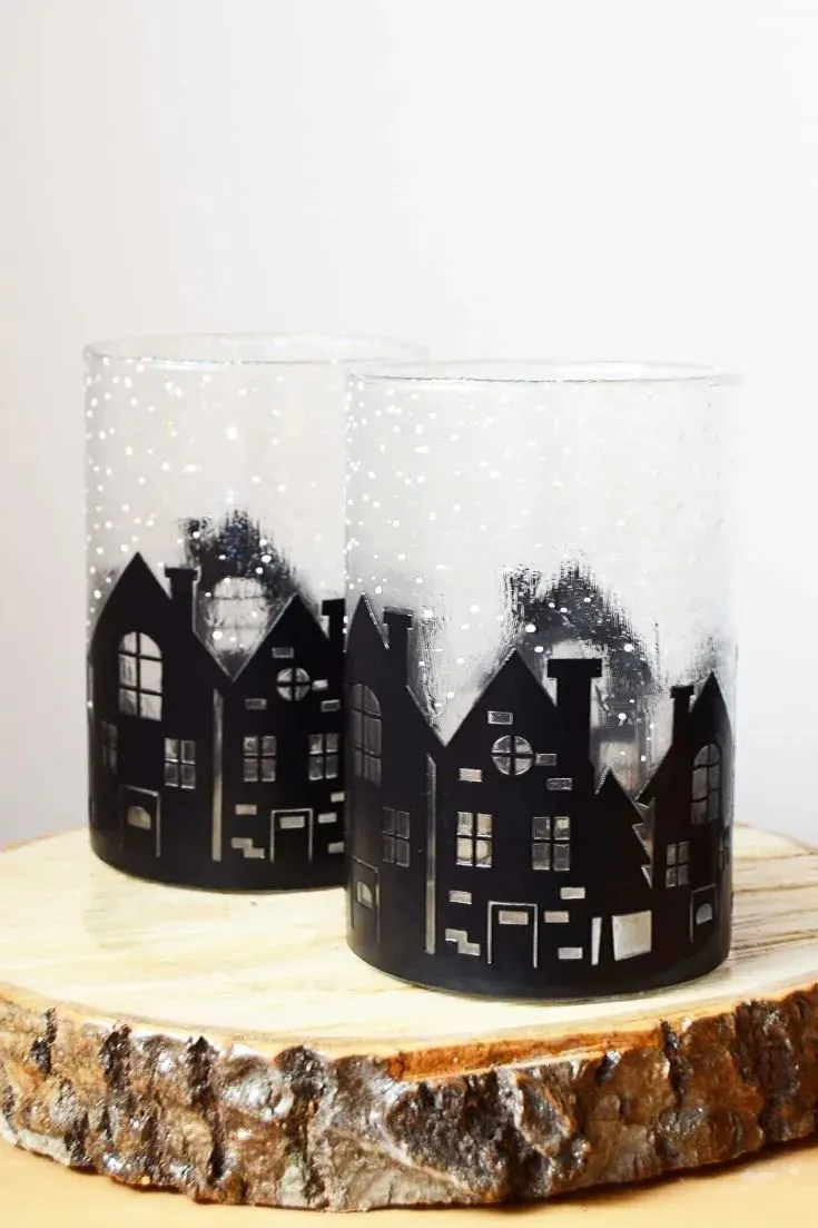 winter village vase