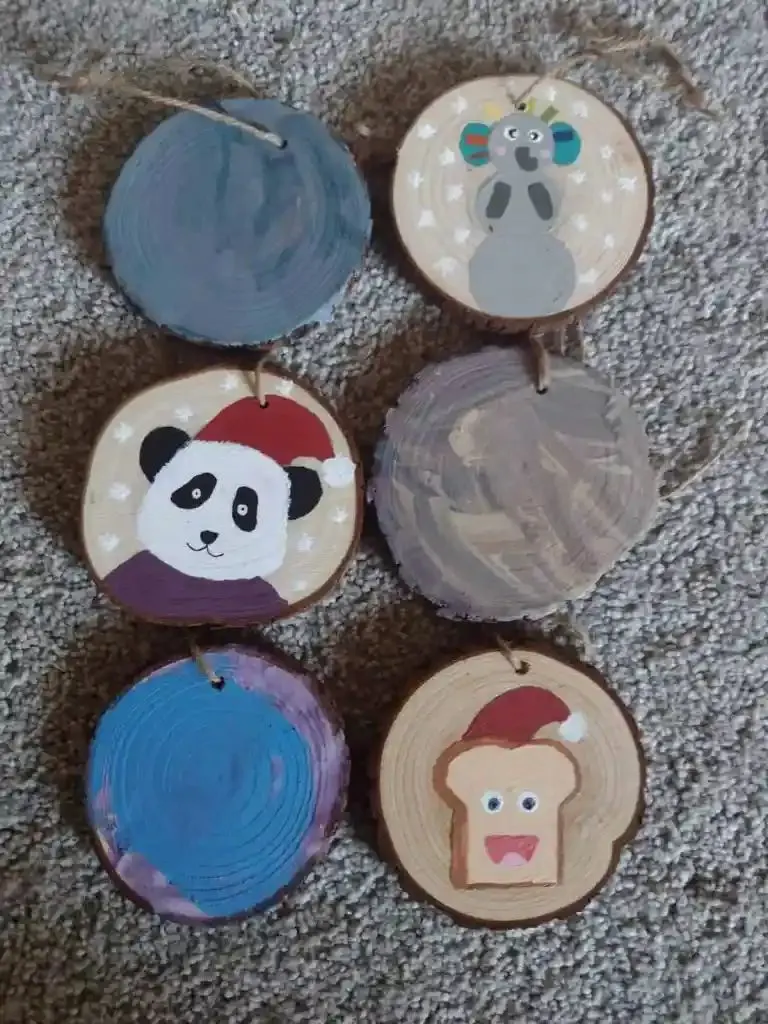 wood slice Christmas ornaments