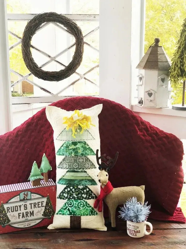 upcycled christmas tree pillow