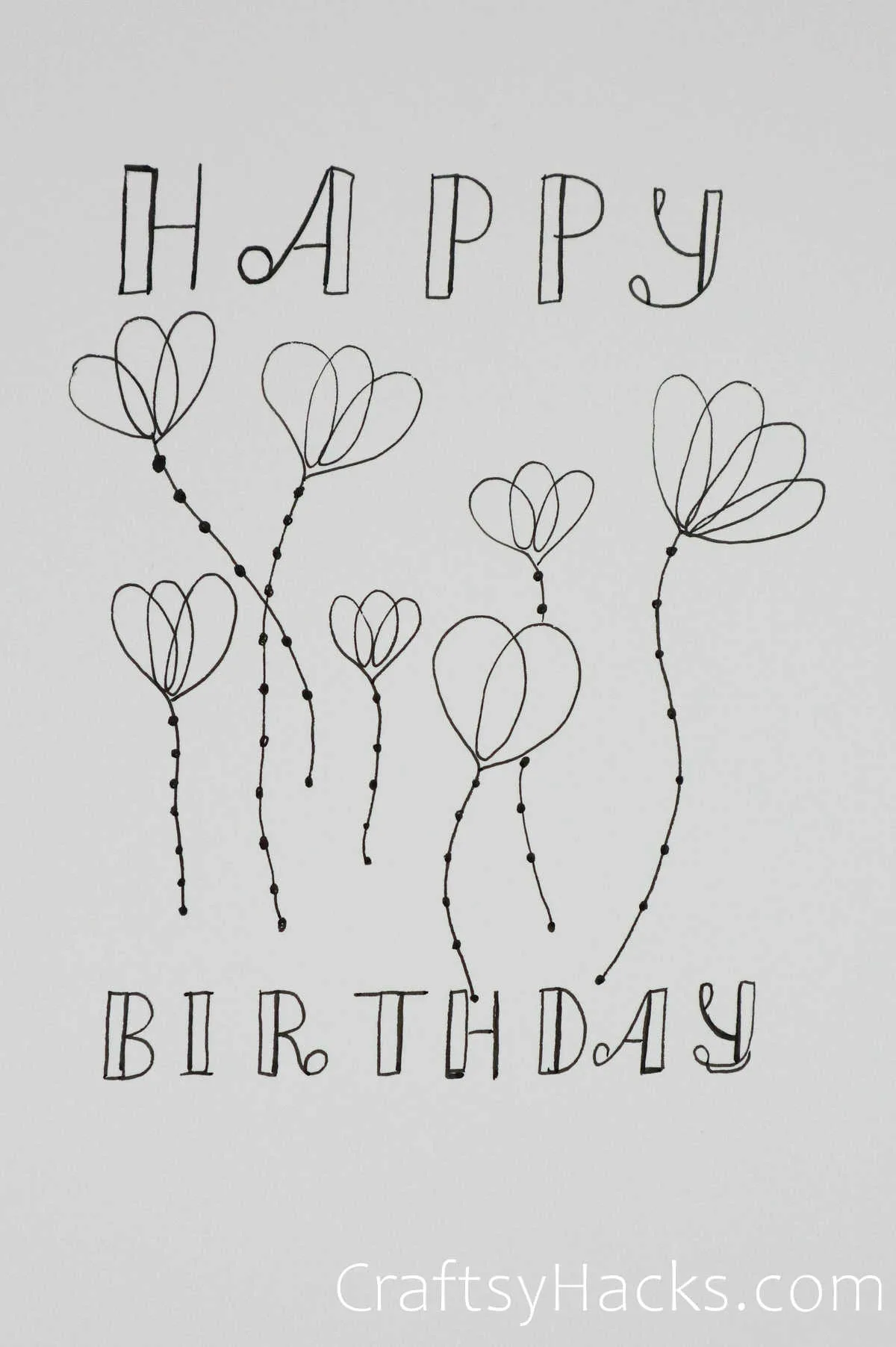 blooming happy birthday doodle