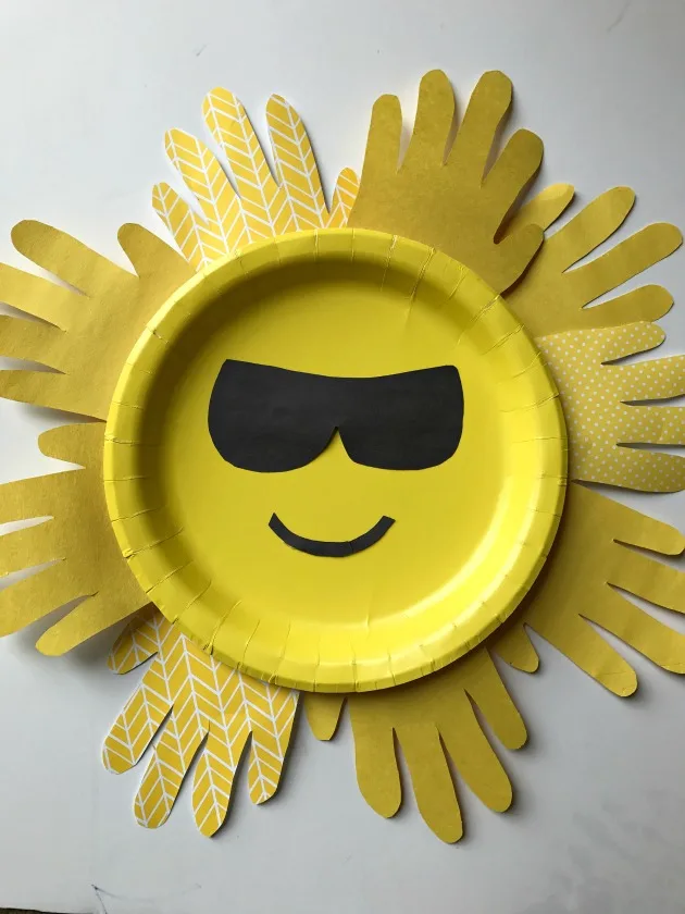 handprint paper plate sun