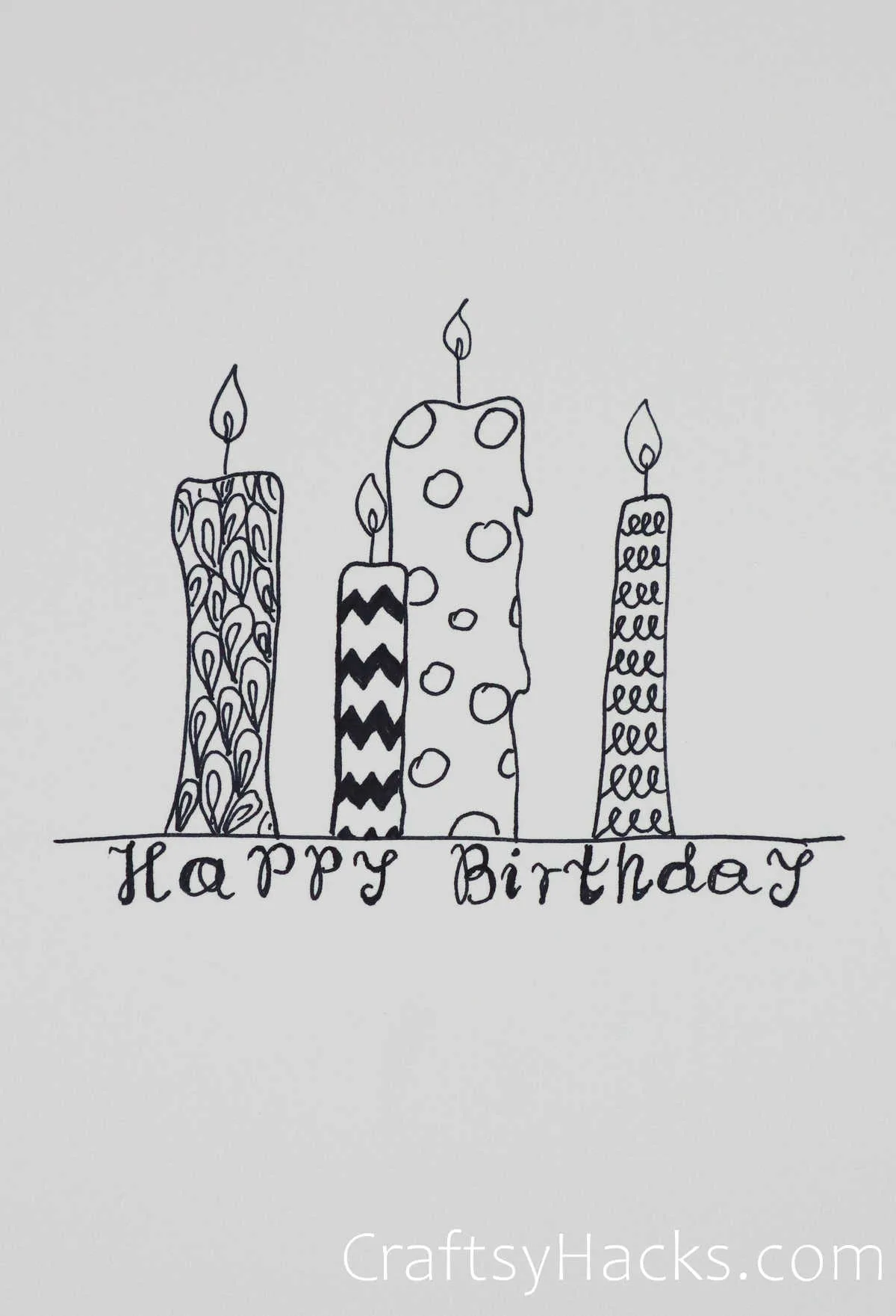 mixed candles happy birthday doodle