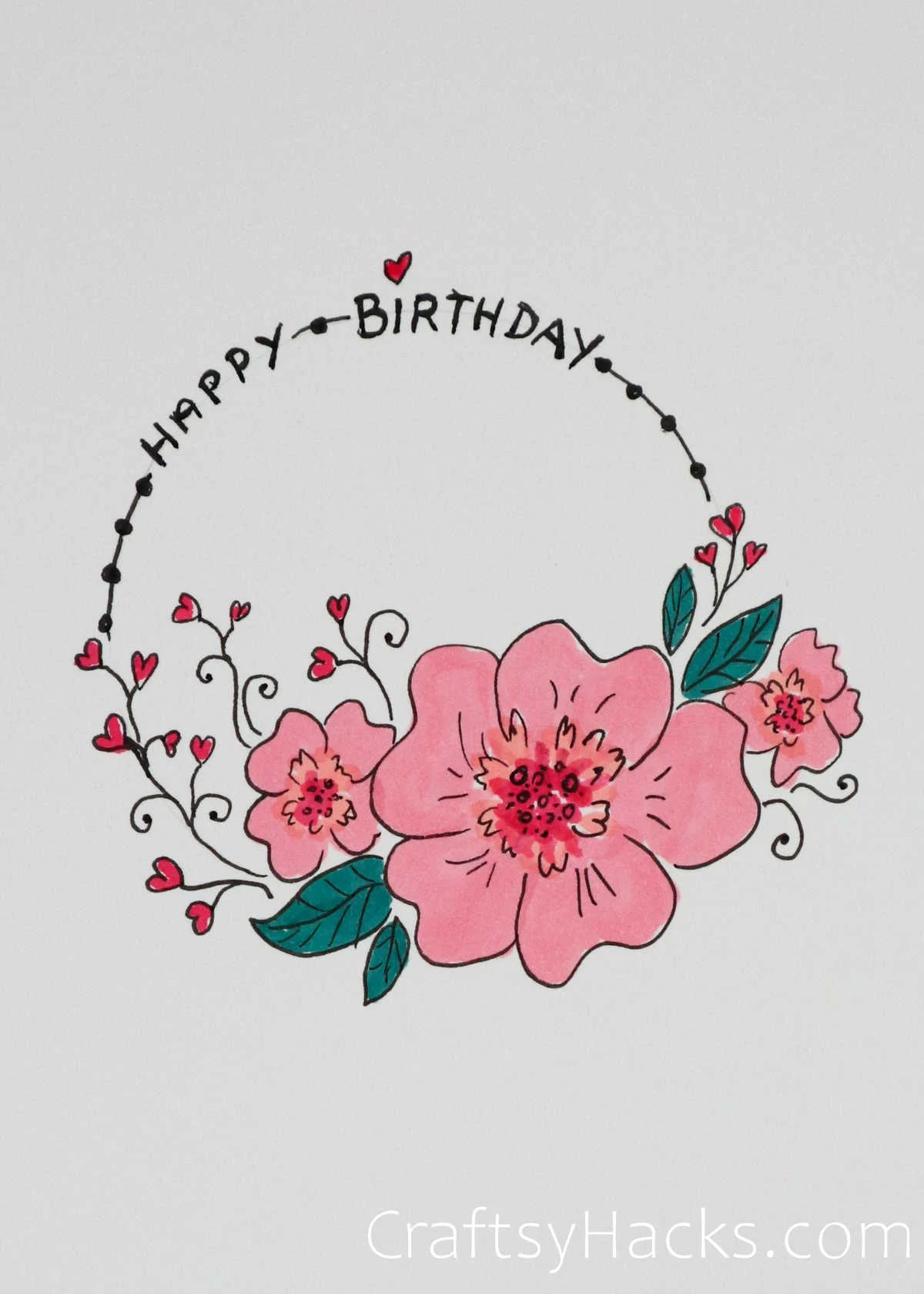floral happy birthday doodle