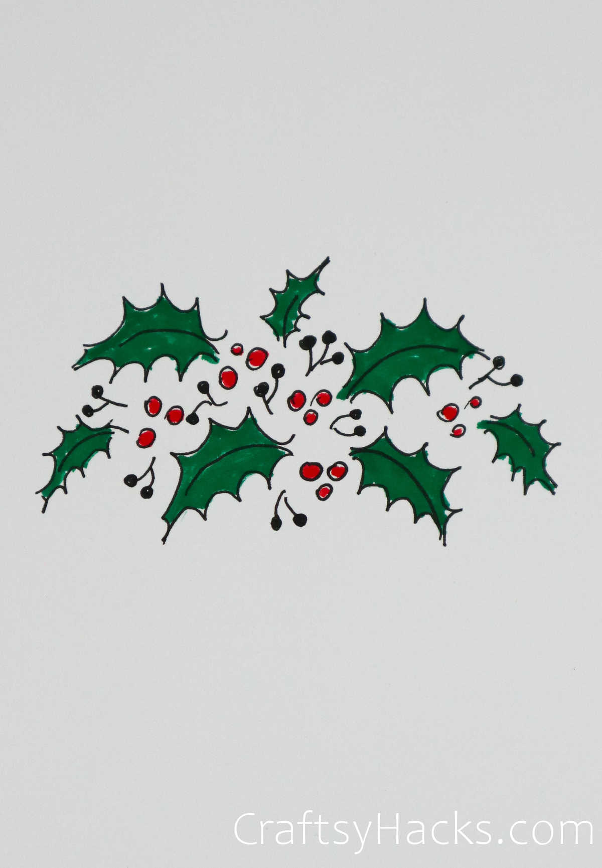 christmas holly drawing