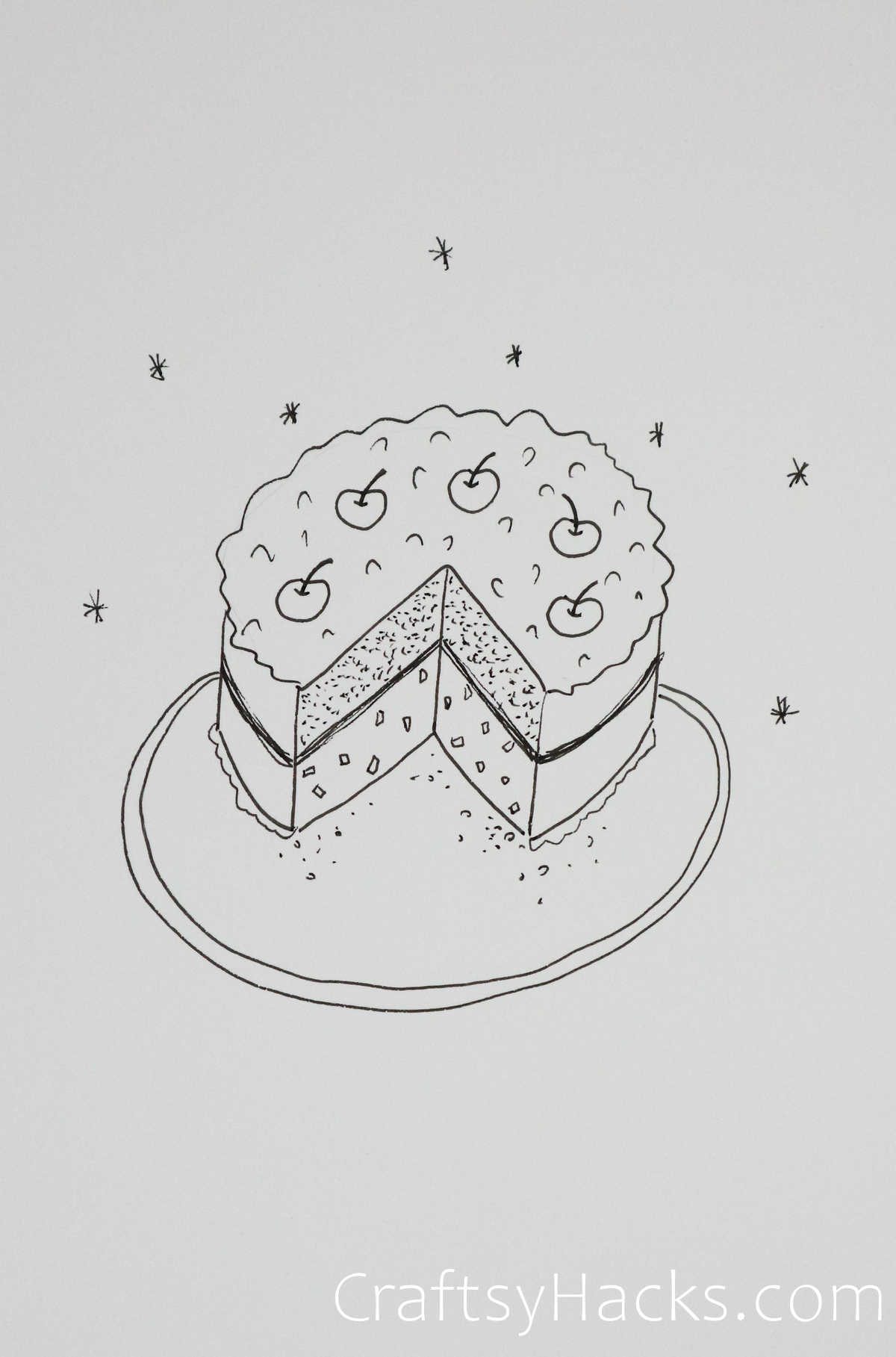 cherry on cake happy birthday doodle