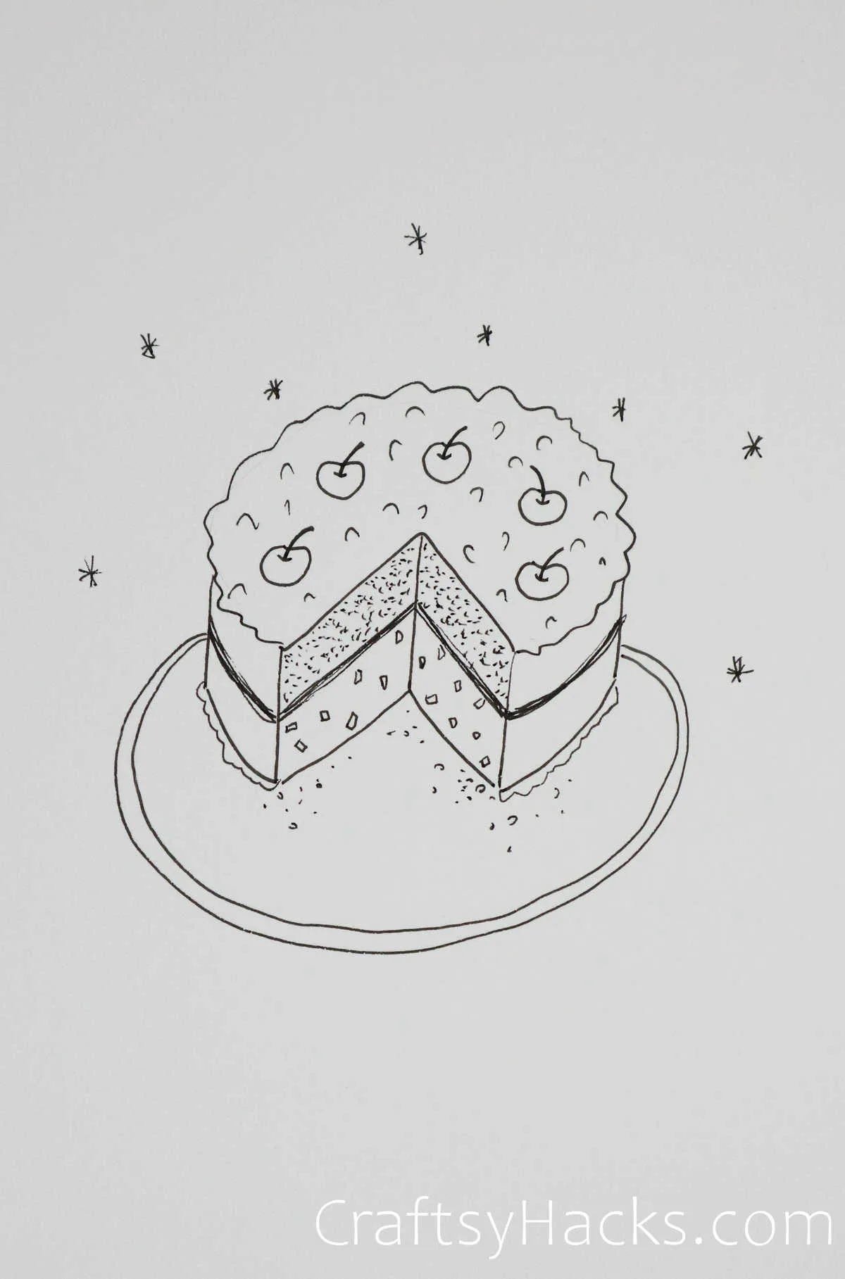 cherry on cake happy birthday doodle