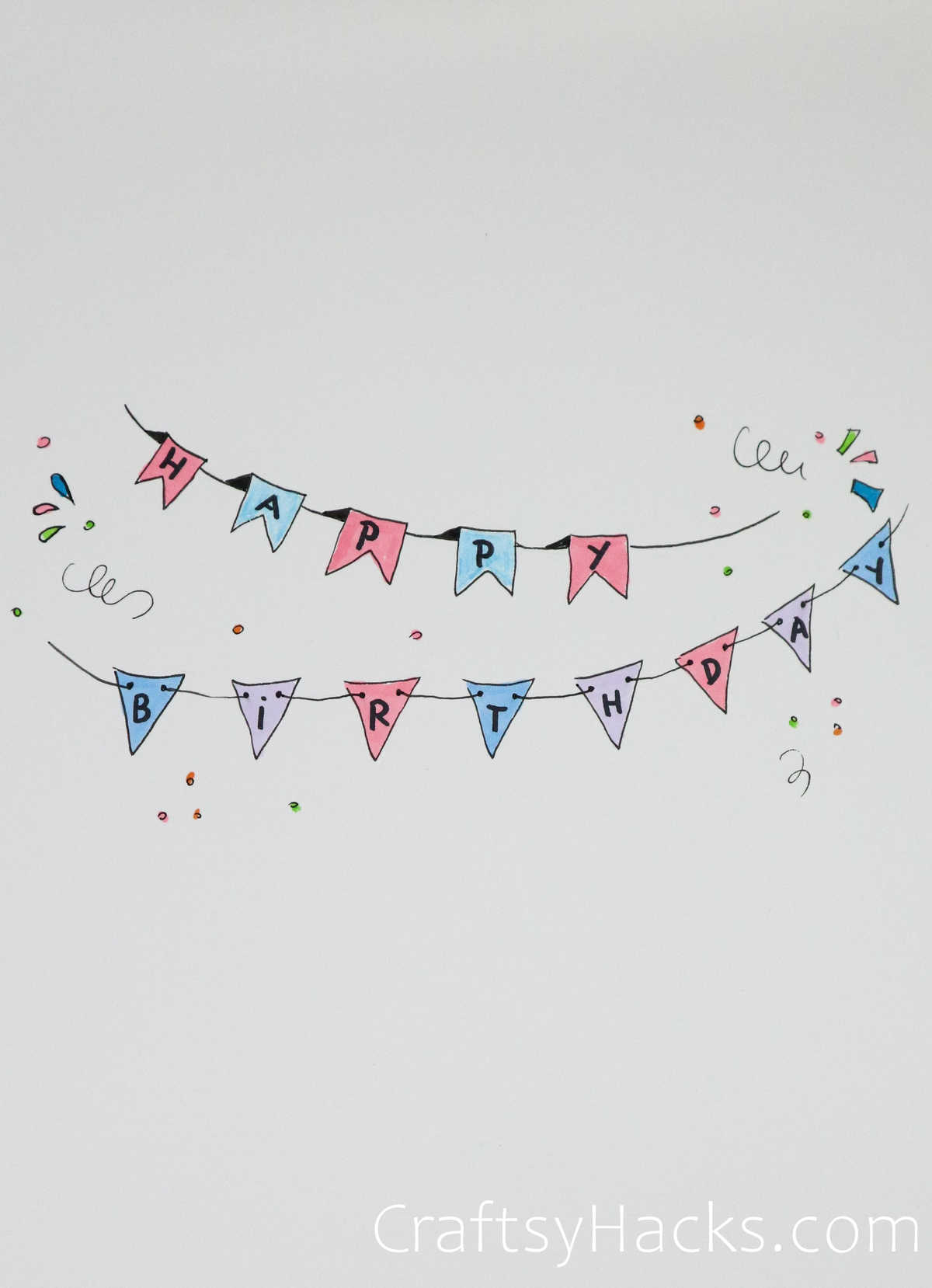 bunting happy birthday doodle