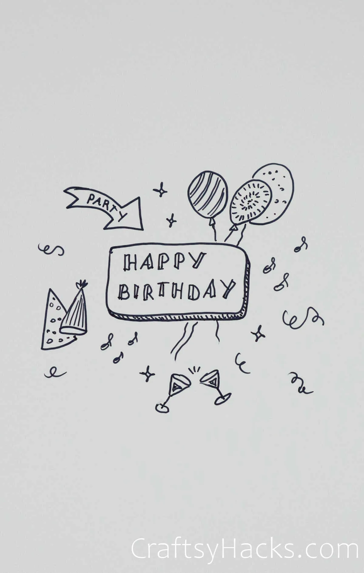 Happy Birthday Card Coloring Page | Easy Drawing Guides