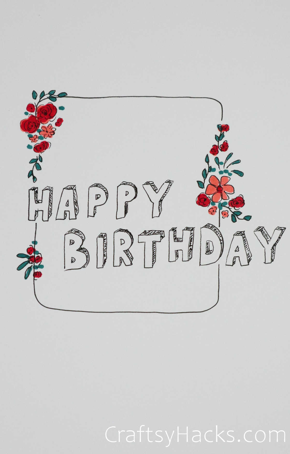 floral happy birthday doodle