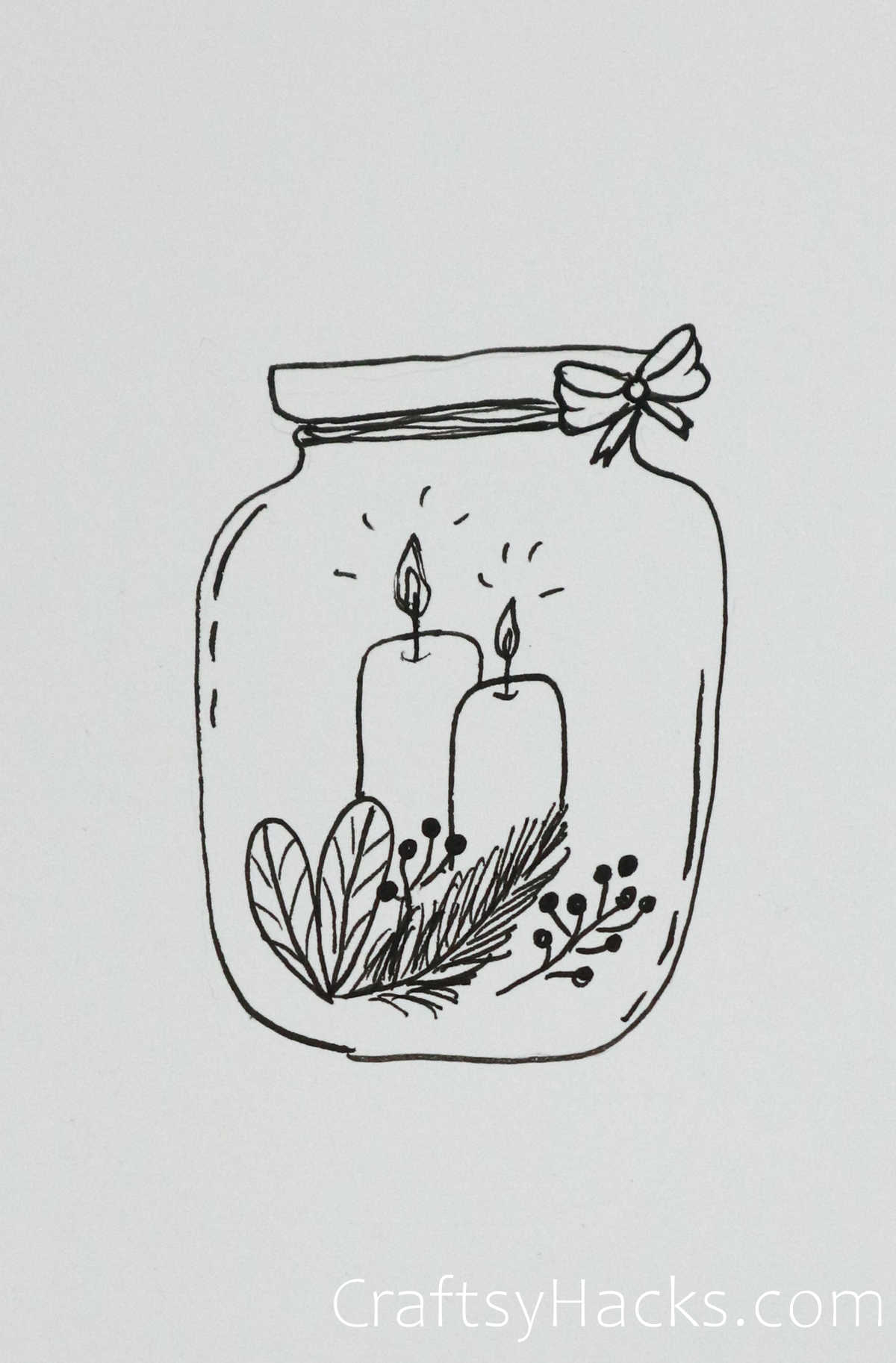 silent night candles in a jar drawing