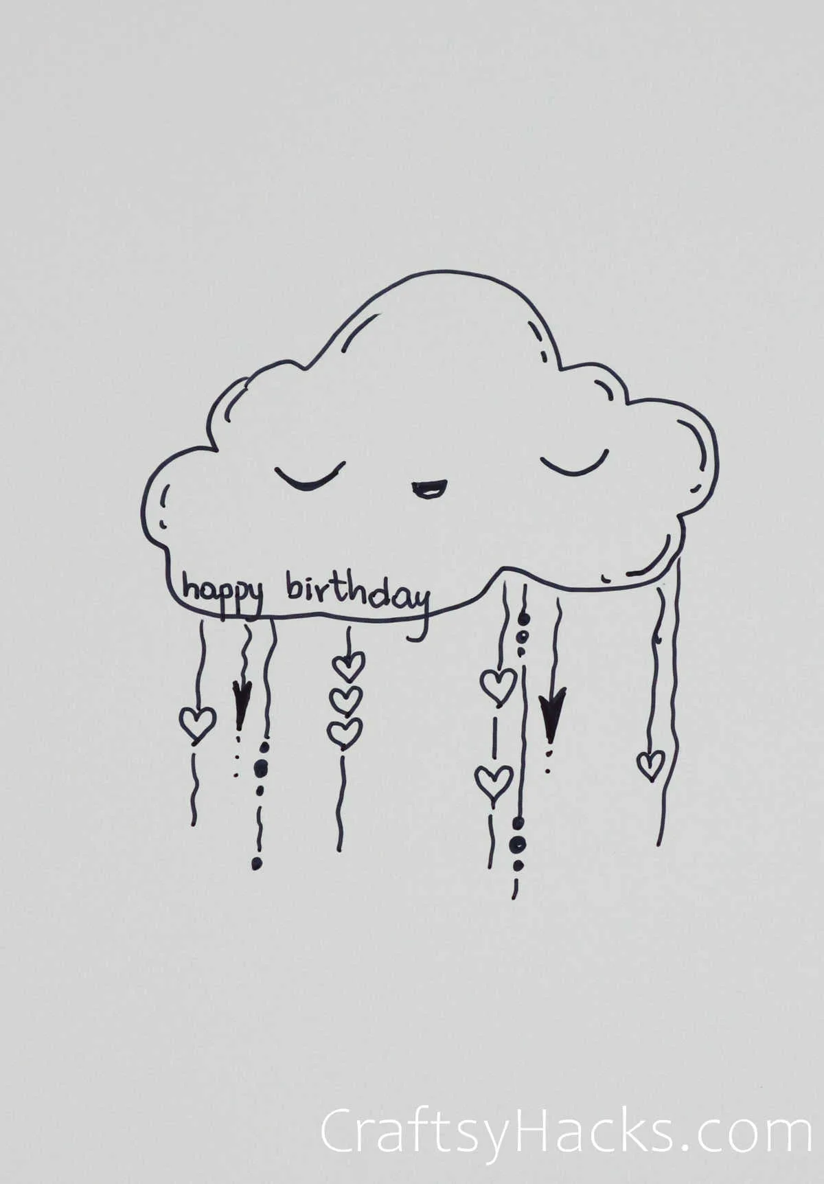 rain cloud happy birthday doodle