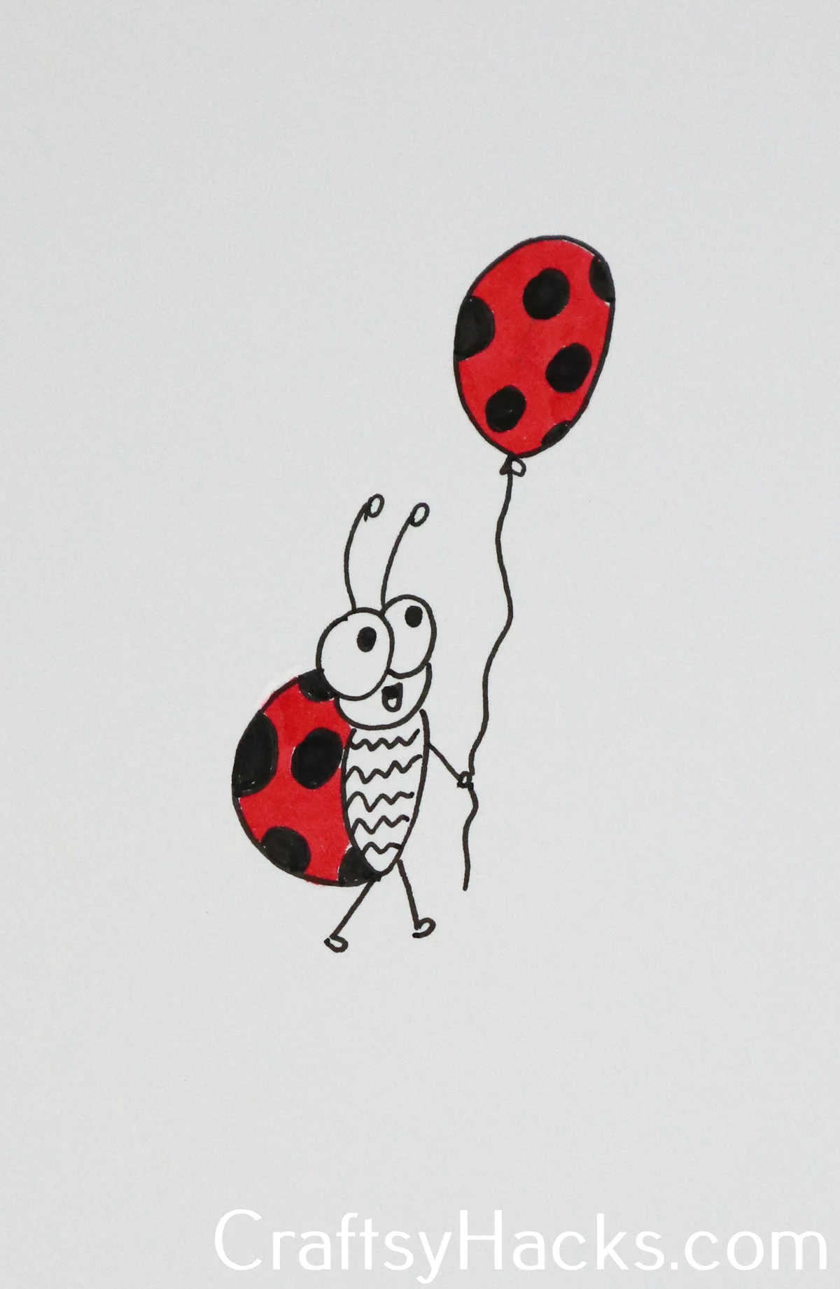 ladybug with balloon doodle