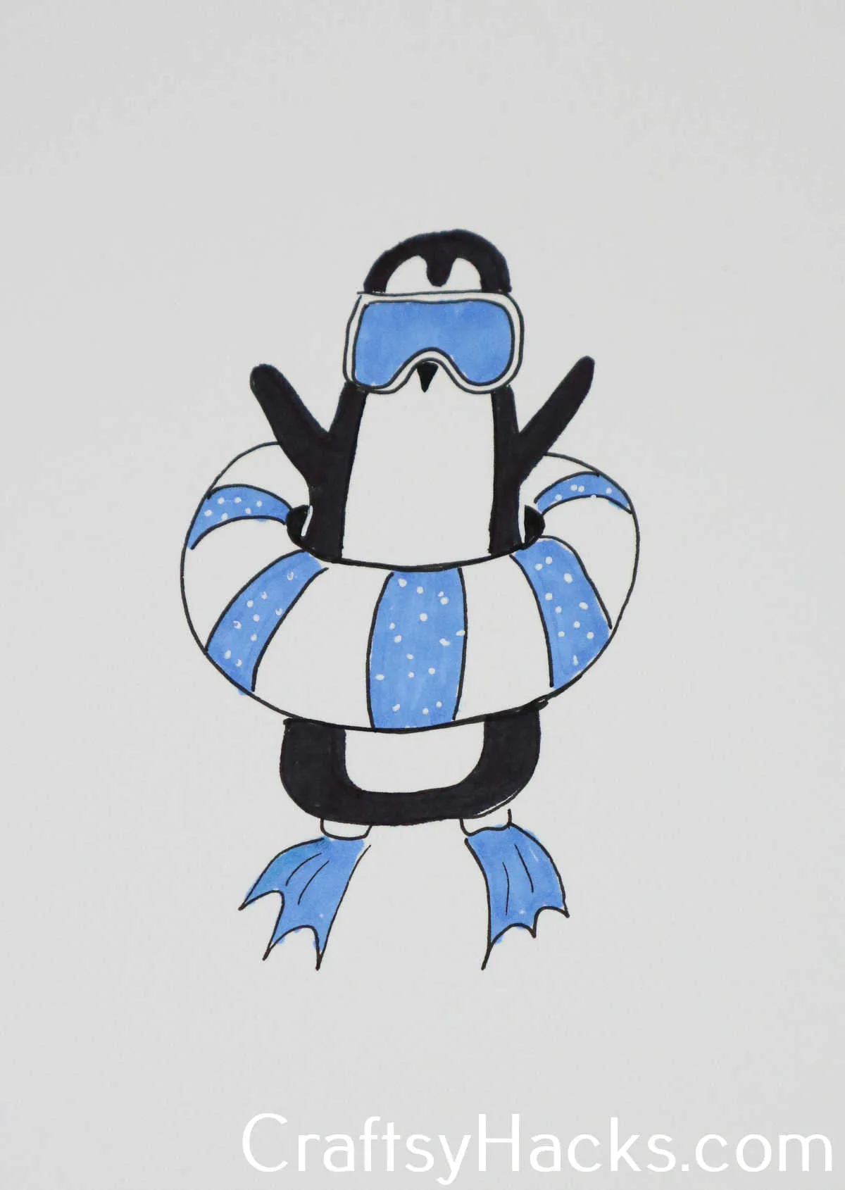 penguin going for a dip doodle
