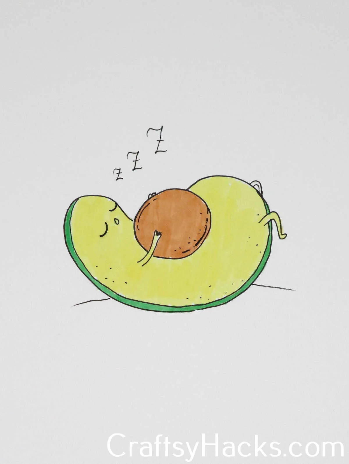 sleepy avocado doodle