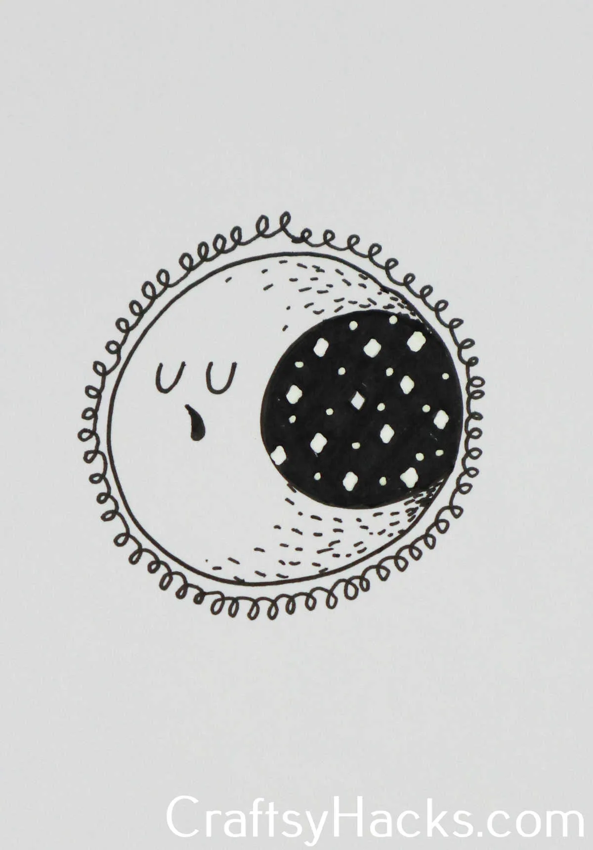 sleepy crescent moon doodle