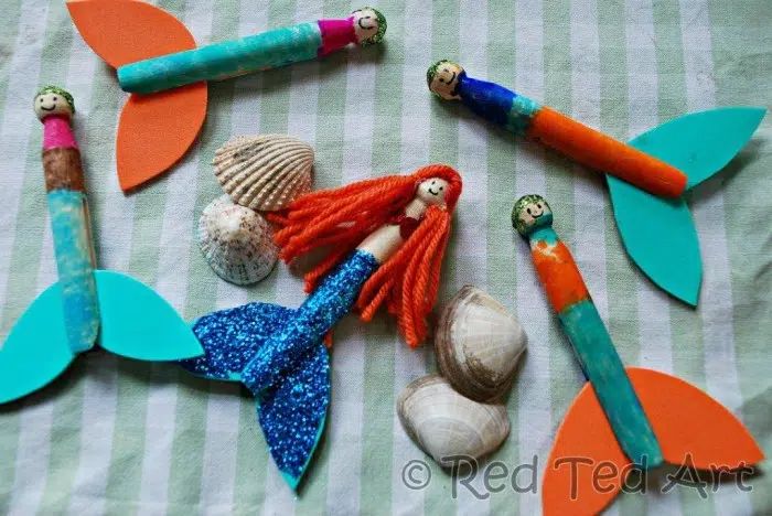 clothespin mermaids