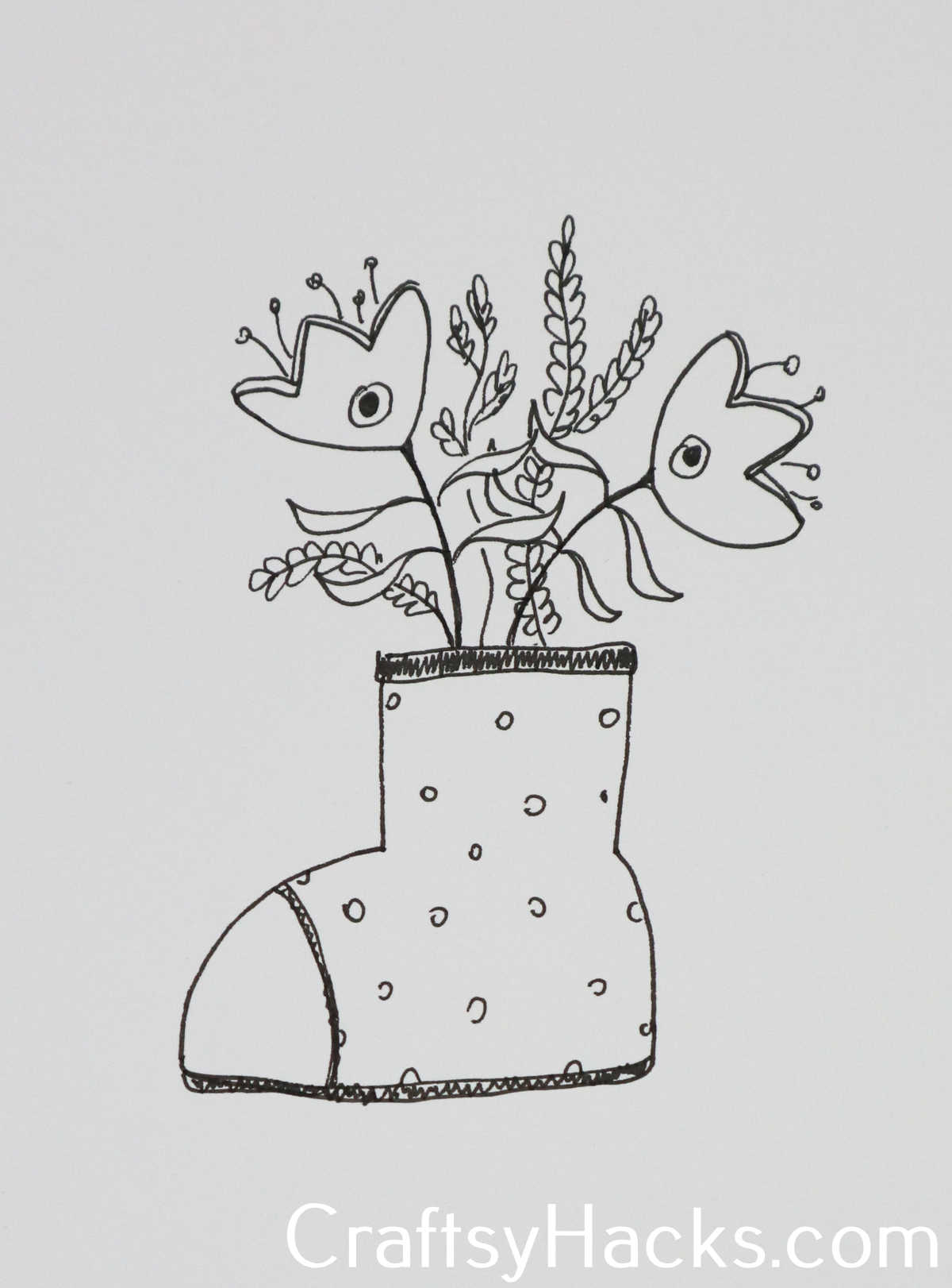 boot of flowers doodle