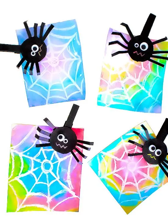 clothespin watercolor spiders