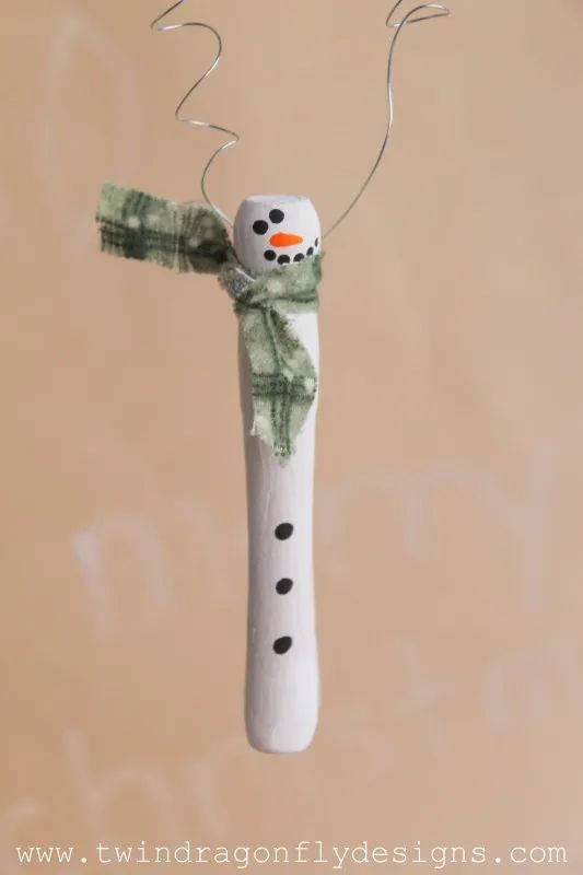 wooden snowman ornament